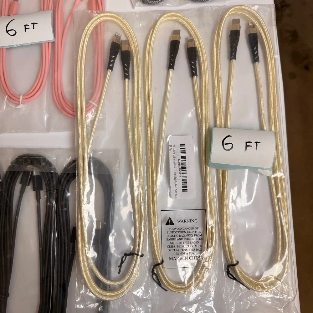 Lot of 15 USB C to Lightning & USB C to USB C Fast Charging Cables 3ft 6ft 10ft
